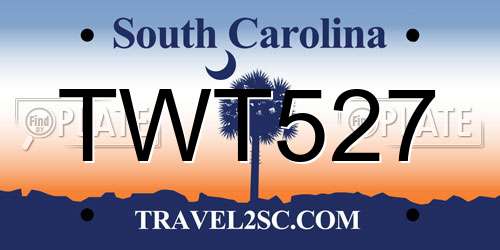 TWT527 South Carolina License Plate