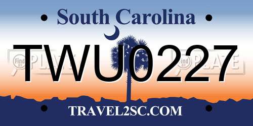 TWU0227 South Carolina License Plate