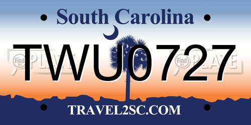 TWU0727 South Carolina License Plate