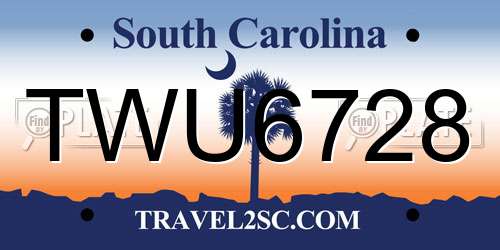 TWU6728 South Carolina License Plate