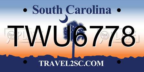 TWU6778 South Carolina License Plate