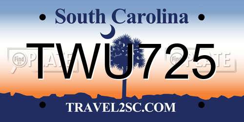 TWU725 South Carolina License Plate