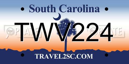 TWV224 South Carolina License Plate