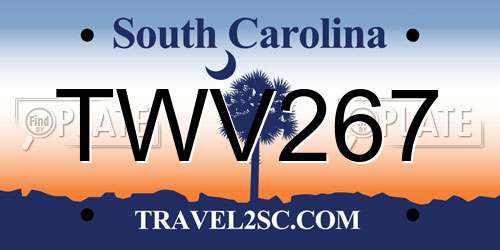 TWV267 South Carolina License Plate