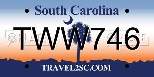TWW746 South Carolina License Plate