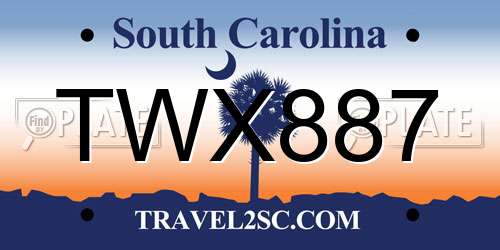 TWX887 South Carolina License Plate