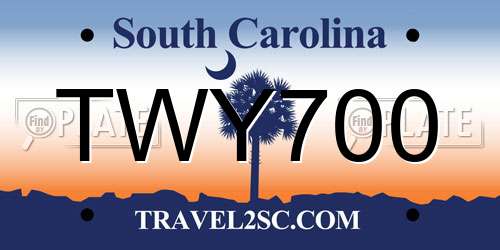 TWY700 South Carolina License Plate