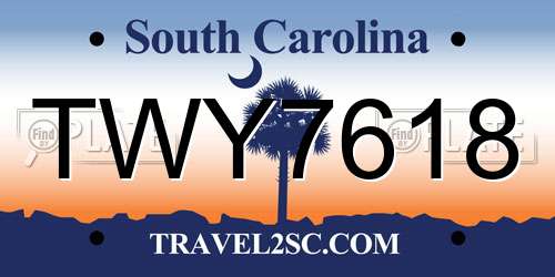 TWY7618 South Carolina License Plate