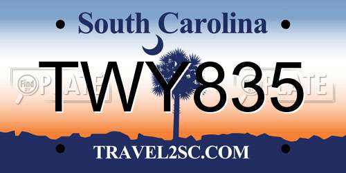 TWY835 South Carolina License Plate