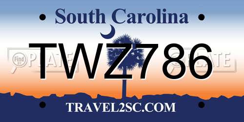 TWZ786 South Carolina License Plate