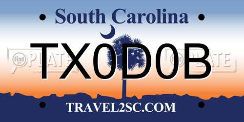 TX0D0B South Carolina License Plate