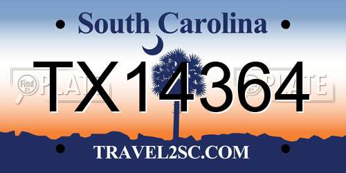 TX14364 South Carolina License Plate