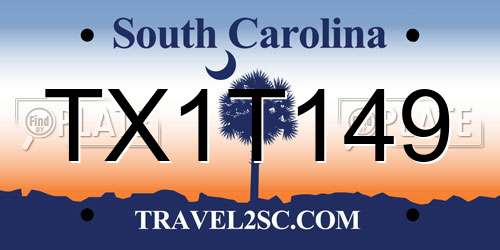 TX1T149 South Carolina License Plate