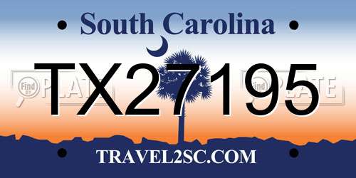 TX27195 South Carolina License Plate
