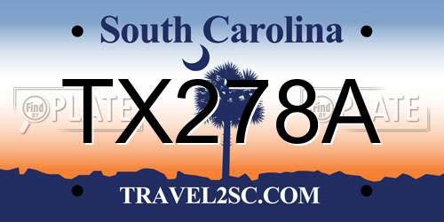TX278A South Carolina License Plate