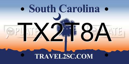 TX2T8A South Carolina License Plate
