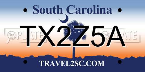 TX2Z5A South Carolina License Plate