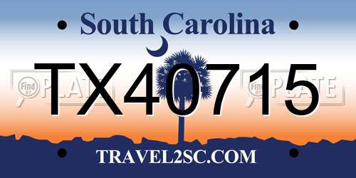 TX40715 South Carolina License Plate