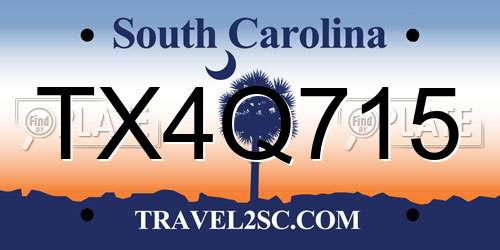 TX4Q715 South Carolina License Plate