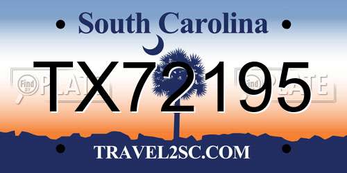 TX72195 South Carolina License Plate