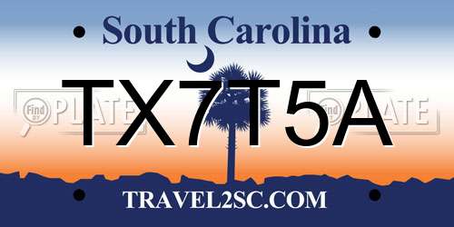 TX7T5A South Carolina License Plate