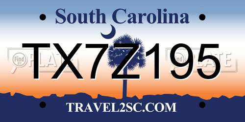 TX7Z195 South Carolina License Plate
