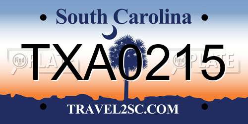 TXA0215 South Carolina License Plate