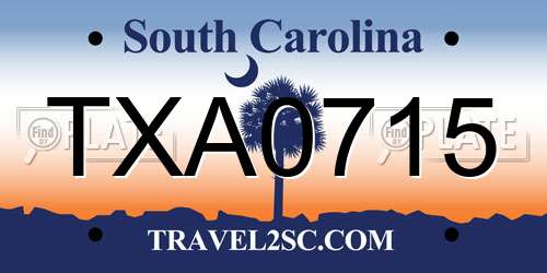 TXA0715 South Carolina License Plate