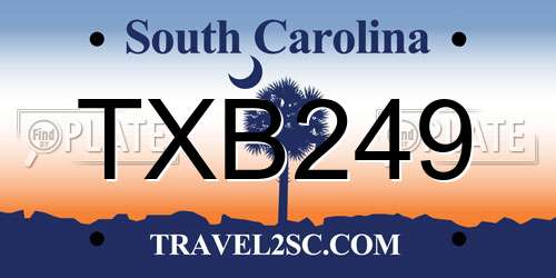 TXB249 South Carolina License Plate