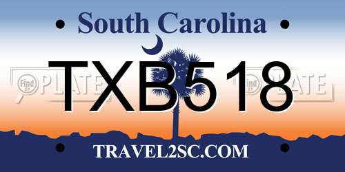 TXB518 South Carolina License Plate