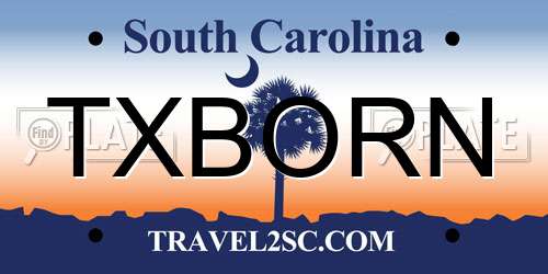 TXBORN South Carolina License Plate
