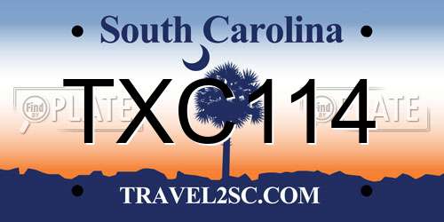 TXC114 South Carolina License Plate