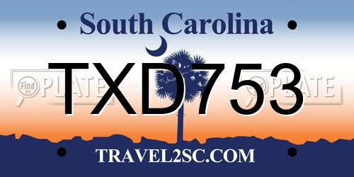 TXD753 South Carolina License Plate