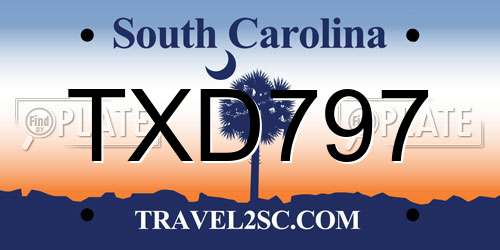TXD797 South Carolina License Plate