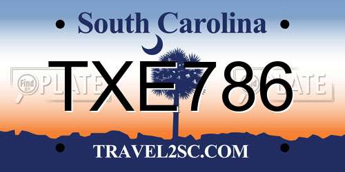 TXE786 South Carolina License Plate