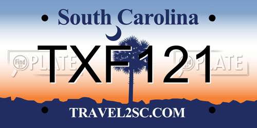 TXF121 South Carolina License Plate