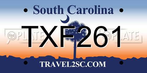 TXF261 South Carolina License Plate