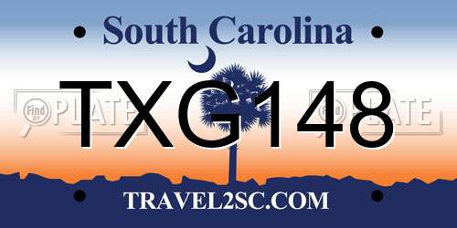 TXG148 South Carolina License Plate