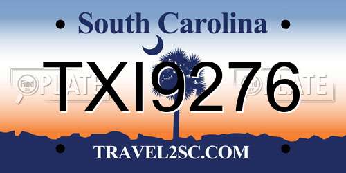 TXI9276 South Carolina License Plate