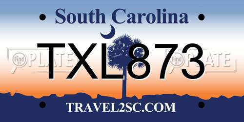 TXL873 South Carolina License Plate