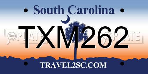 TXM262 South Carolina License Plate
