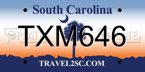 TXM646 South Carolina License Plate