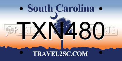 TXN480 South Carolina License Plate