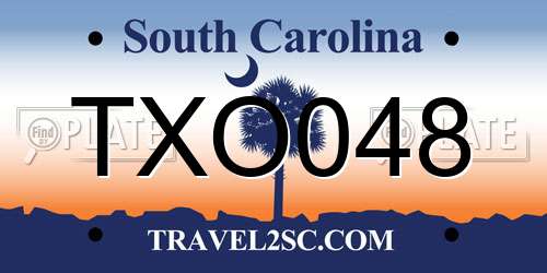 TXO048 South Carolina License Plate