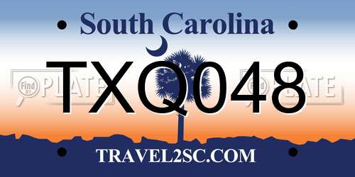 TXQ048 South Carolina License Plate