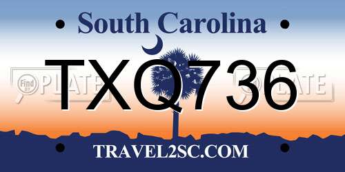 TXQ736 South Carolina License Plate