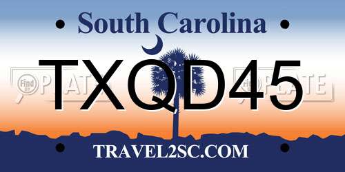 TXQD45 South Carolina License Plate