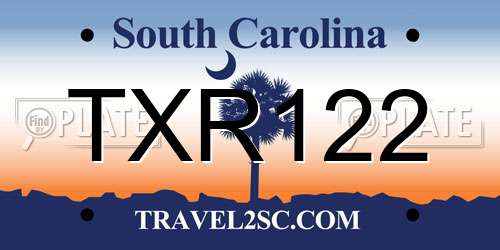 TXR122 South Carolina License Plate