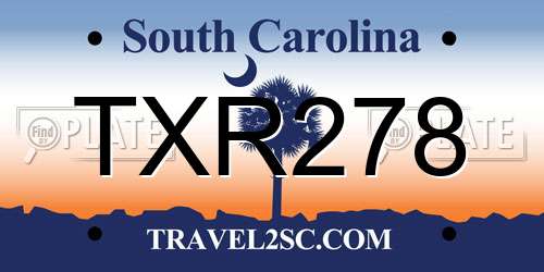 TXR278 South Carolina License Plate