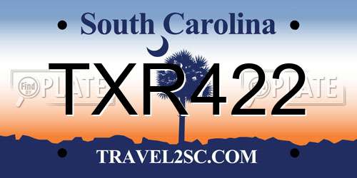 TXR422 South Carolina License Plate